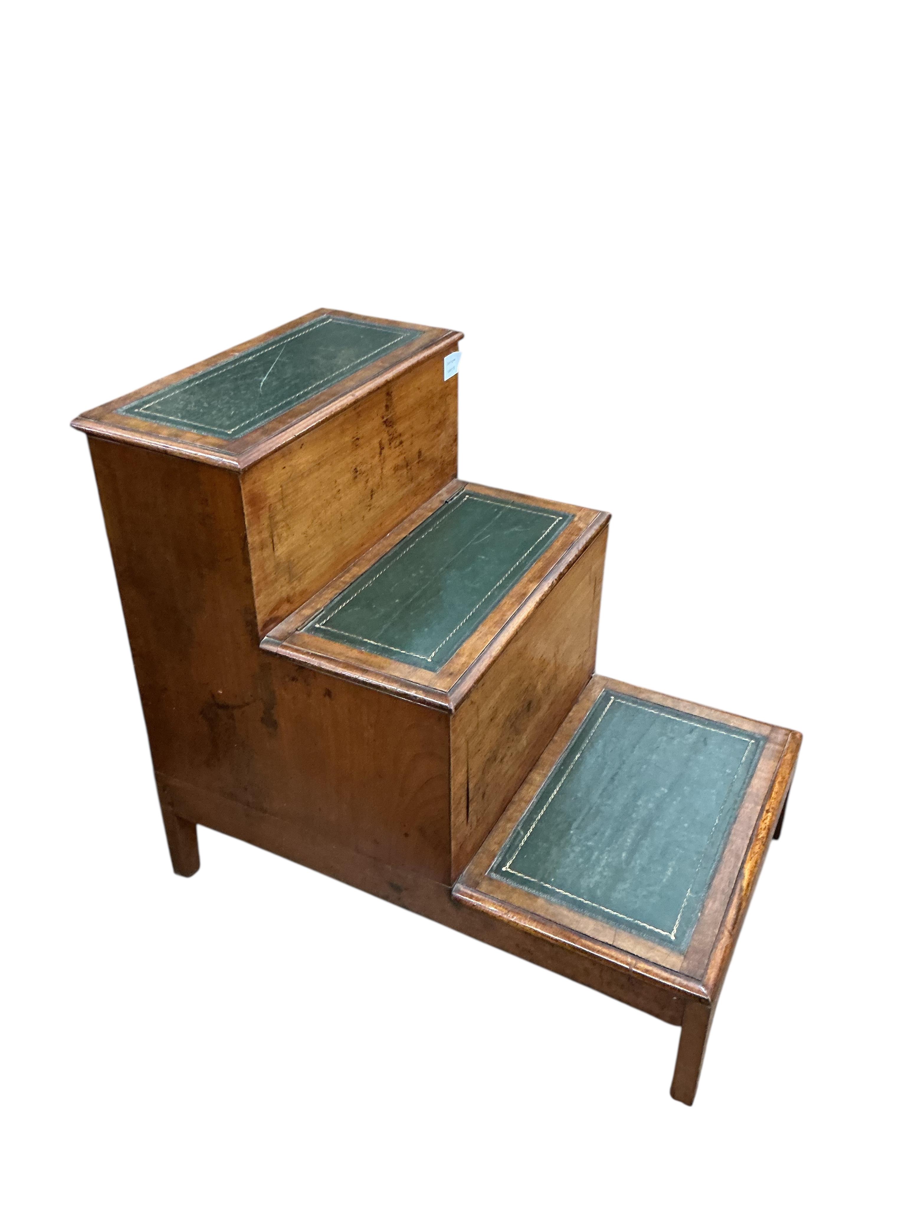 A 19th century mahogany step commode, width 49cm, depth 78cm, height 67cm